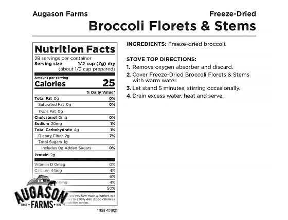 Augason Farms: Freeze-Dried Broccoli Florets & Stems Can
